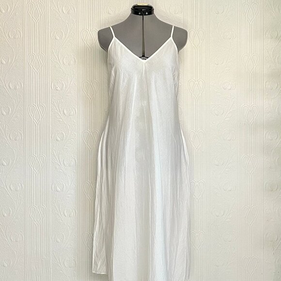 Early 2000 Banana republic white cotton slightly sheer slip dress - size 8 US - Picture 2 of 5